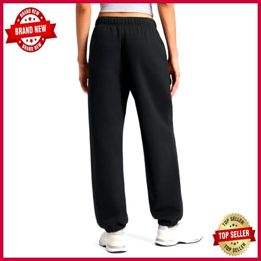 28" Cotton Fleece Lined Joggers, High Rise Relaxed Fit, Lounge Travel Pants - Picture 2 of 4